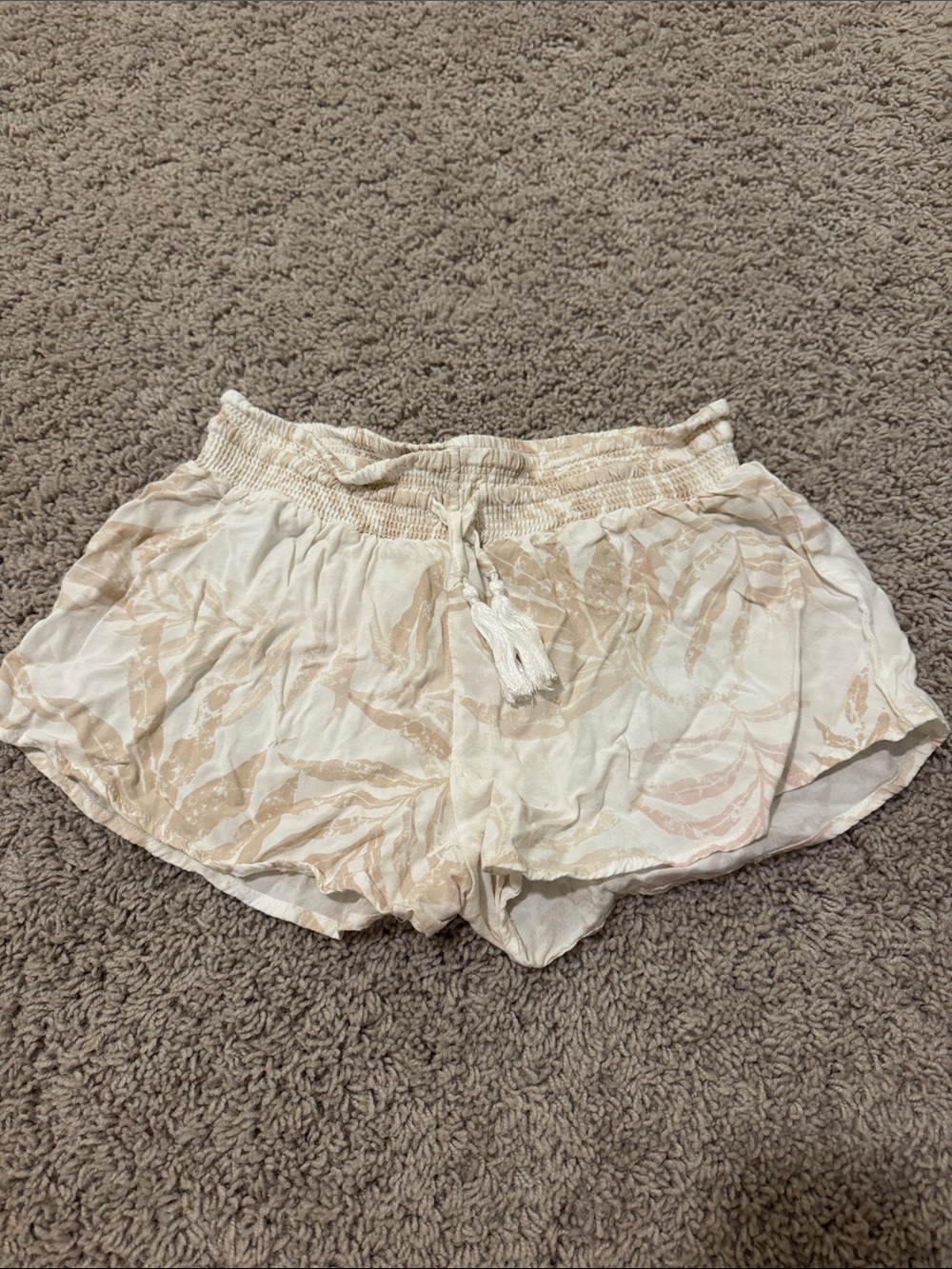 Ocean Drive Cream and Beige Printed Women's Shorts